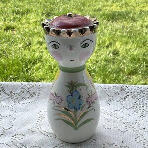 Vintage Italy #d Queen Salt Shaker 7,8" Rare Porcelain Waiting For Her King